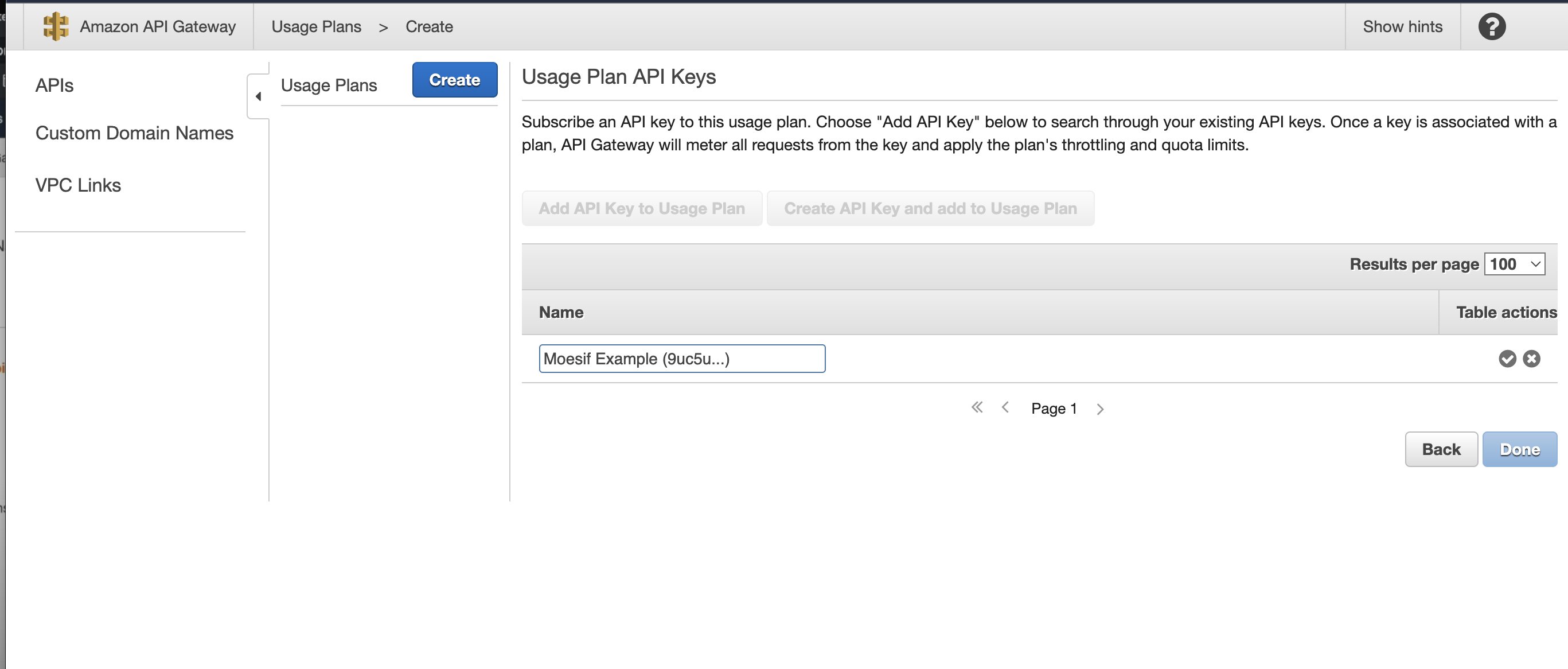 Select Usage Plan